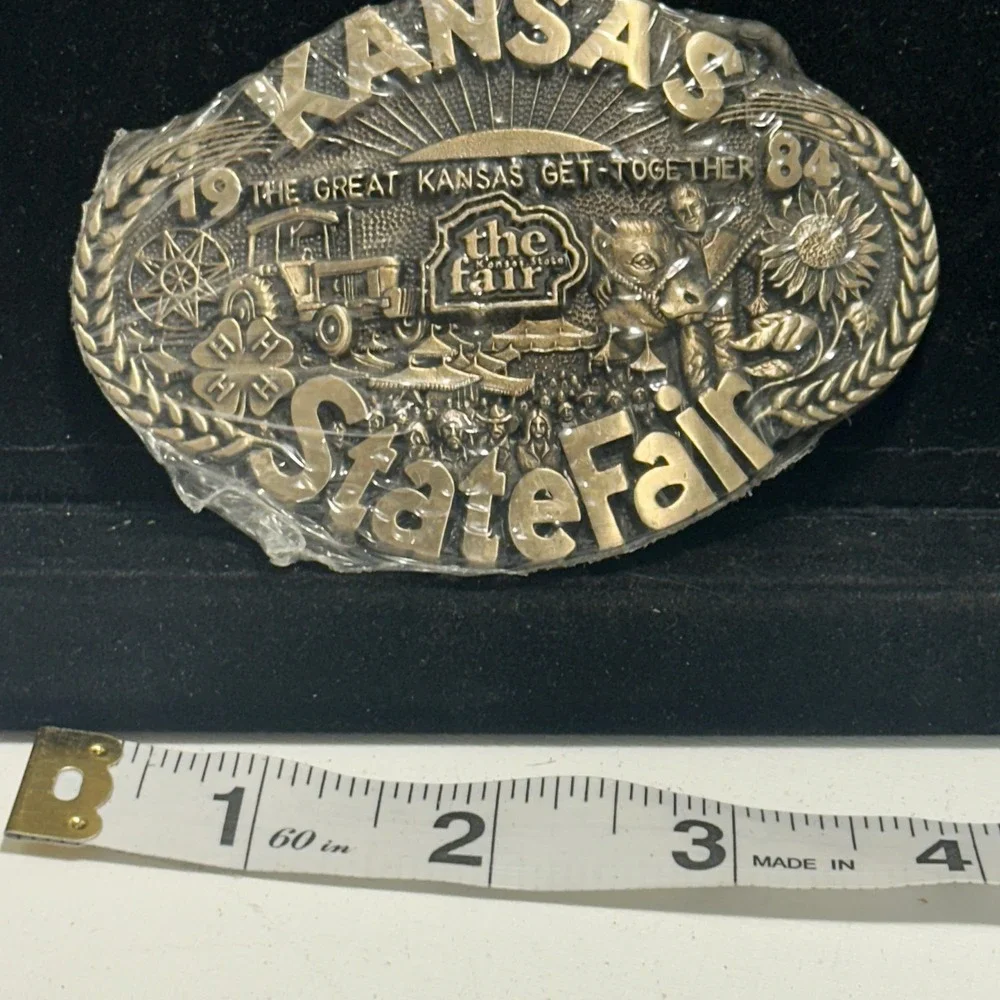 Vintage 1984 Kansas State Fair Hutchinson Limited Edition Belt Buckle Brass Tone